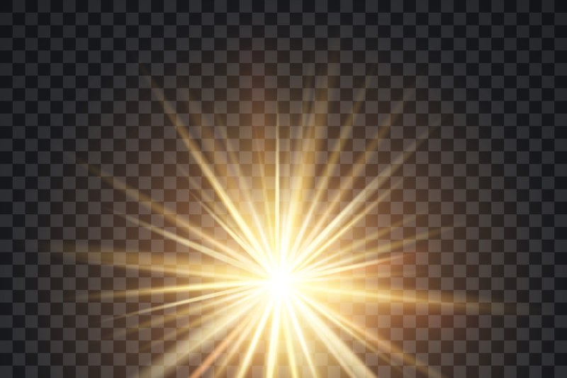 vector-realistic-starburst-lighting-effect-yellow-sun-with-rays-and-g