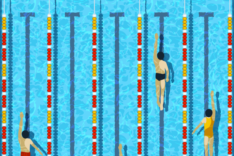 top-view-swimming-pool-with-athlete-swimmers-vector