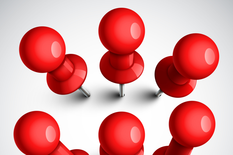 red-push-pins-thumbtack-vector-set