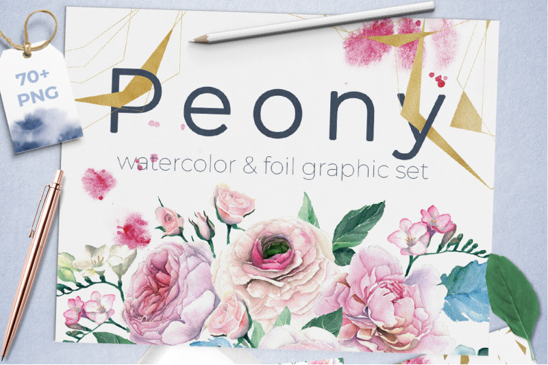 watercolor-peonies-and-gold-foil-set
