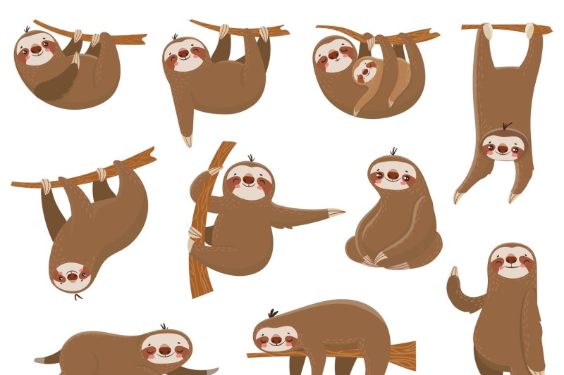 cute-cartoon-sloths-adorable-rainforest-animals-mother-and-baby-on-b