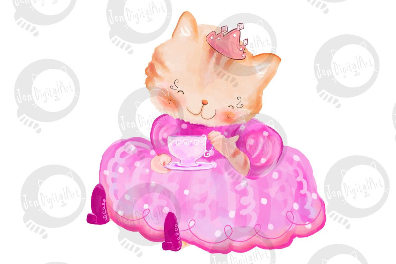 pink-princess-cats-clip-art-8-png-jpeg-illustrations