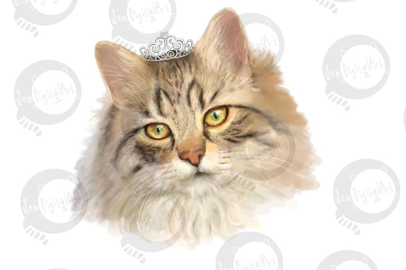 lifelike-039-princess-cat-with-a-tiara-039-png-jpeg-illustration