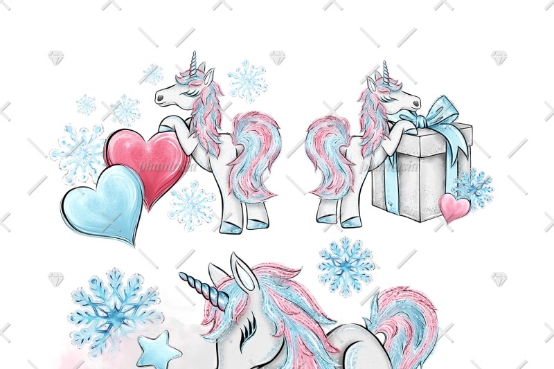 winter-unicorns-cliparts