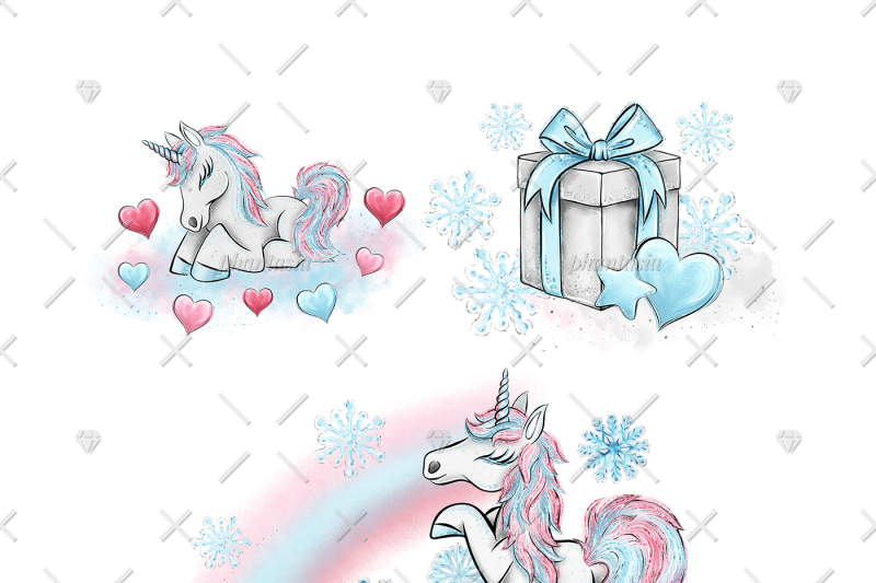 winter-unicorns-cliparts