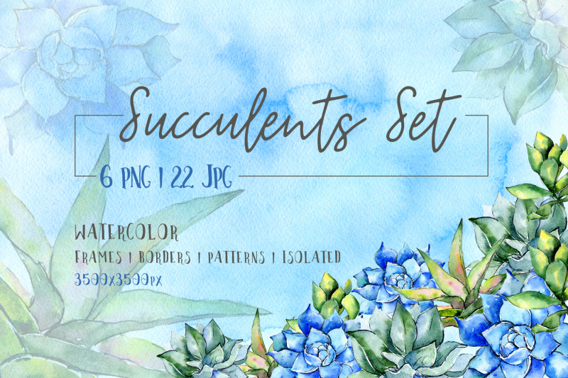 succulent-blue-tropical-plant-png-set