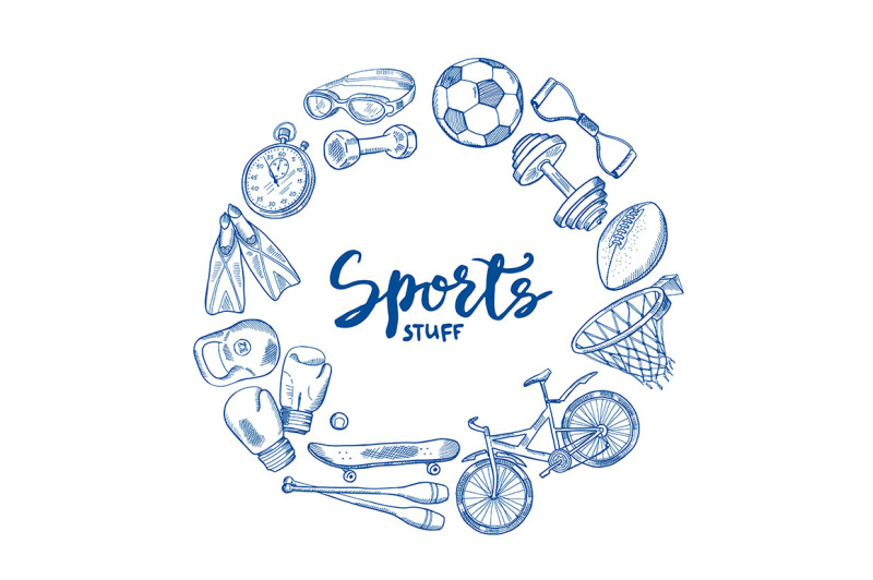 vector-hand-drawn-sports-tools-circle-concept