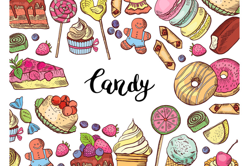 vector-hand-drawn-colored-sweets-horizontal-background-illustration