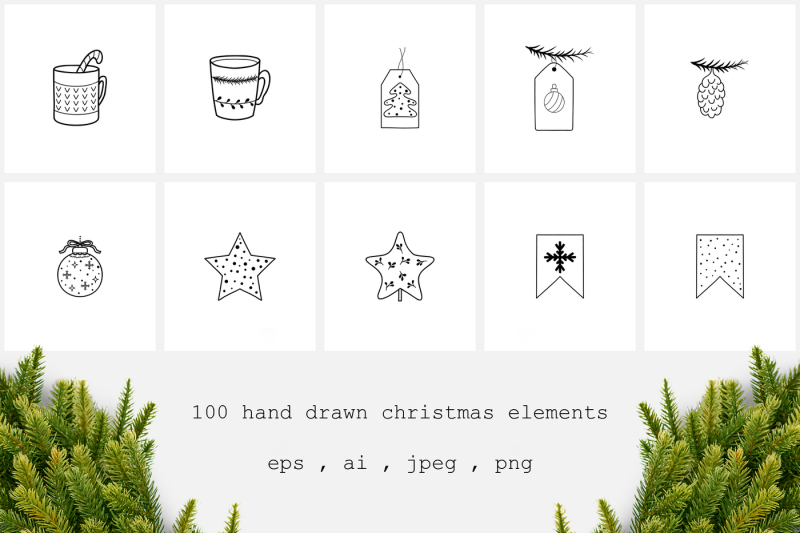 100-hand-drawn-christmas-elements