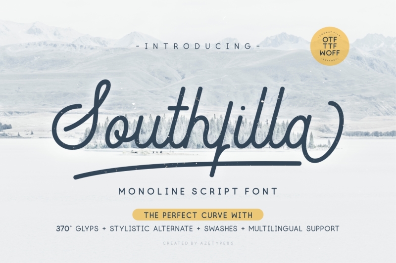 Southfilla Monoline Script Font By Azetype86 Thehungryjpeg Com