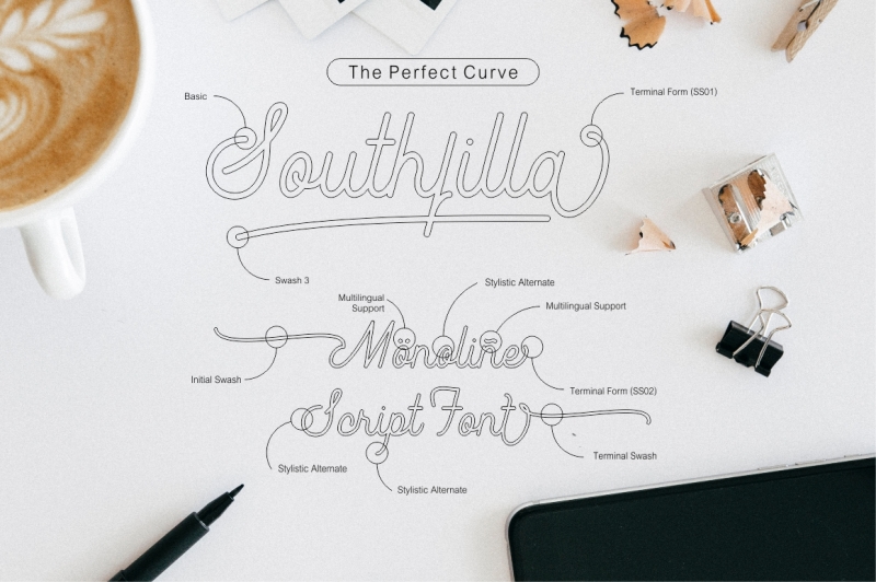 Southfilla Monoline Script Font By Azetype86 Thehungryjpeg Com