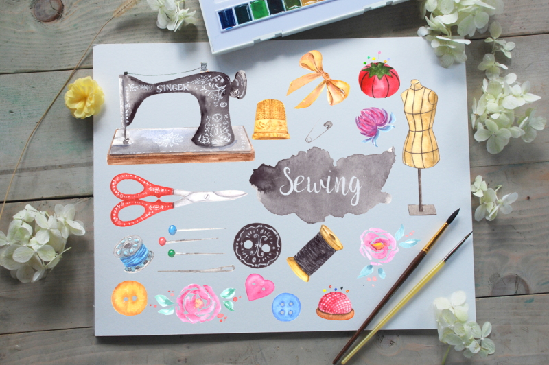 watercolor-sewing-clip-art-set
