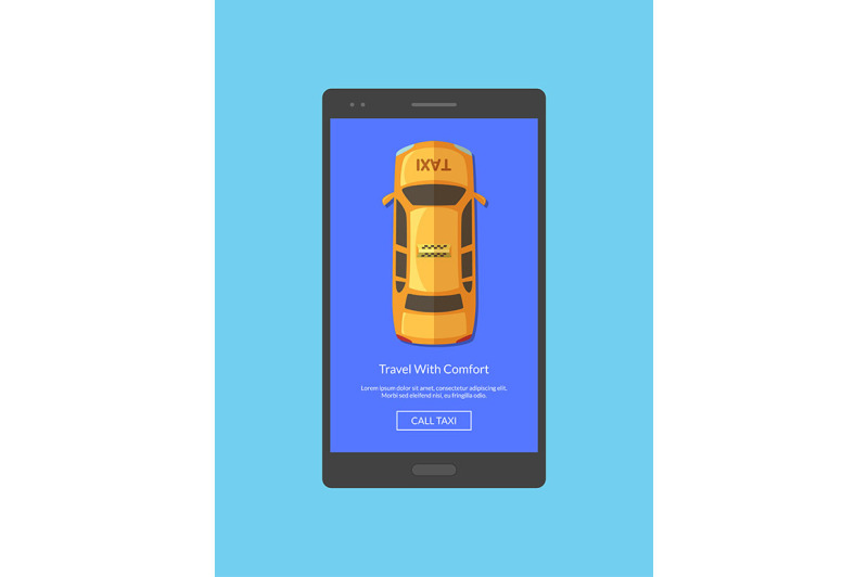 vector-taxi-car-top-view-order-app-screen-for-smartphone-template