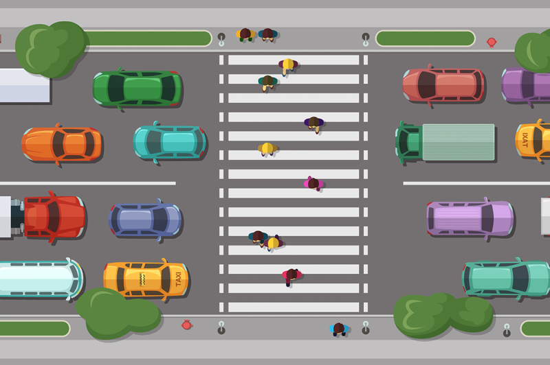 vector-road-with-cars-in-front-of-pedestrian-zone-with-walking-people