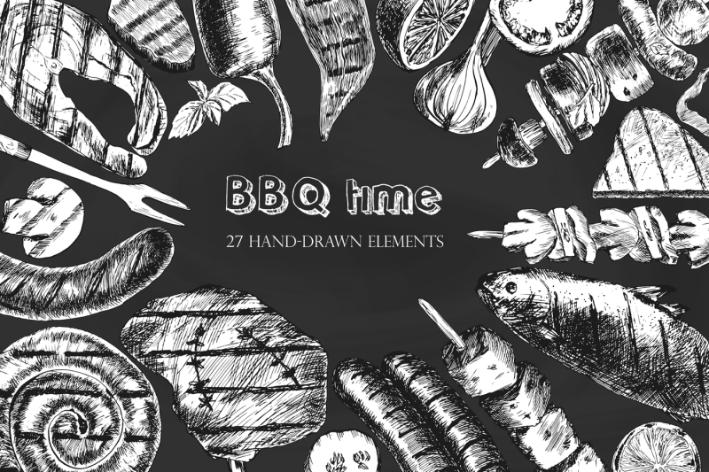 time-barbecue-graphic-set