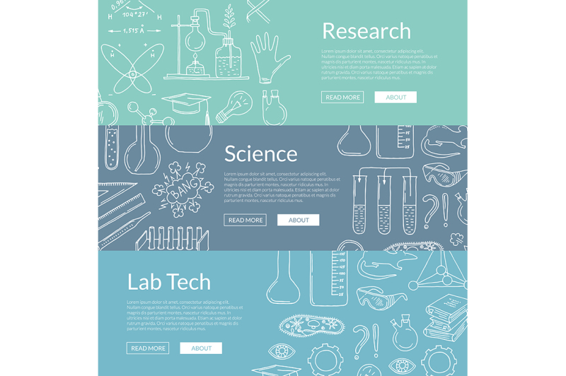 vector-web-banner-templates-with-hand-drawn-science-elements