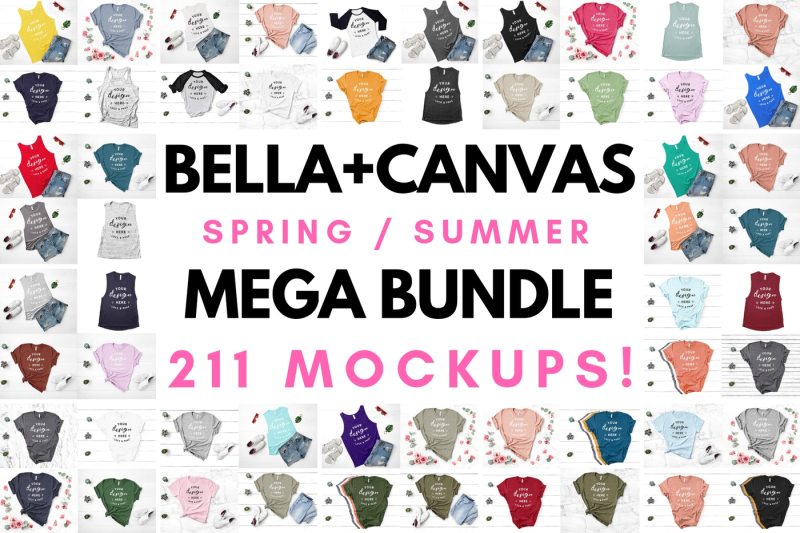 Download Bella Canvas T-Shirt Tank Top Mockup Mega Bundle Spring ...