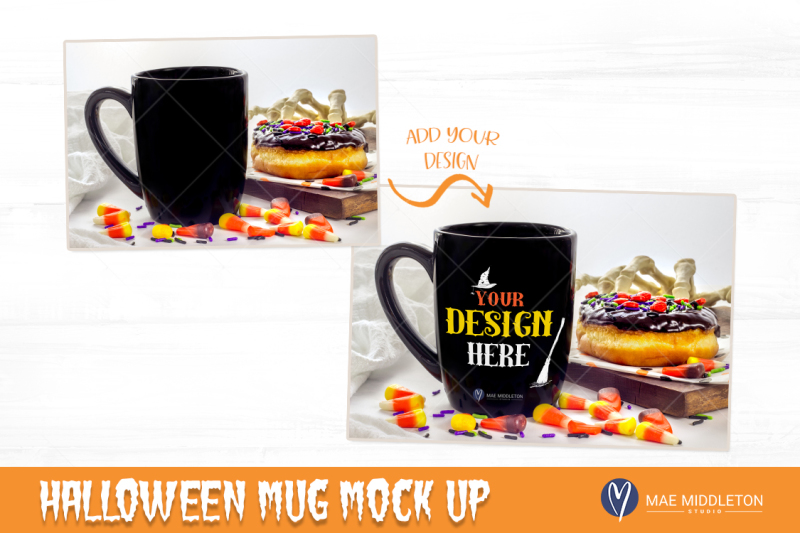 halloween-mock-up-black-mug-with-donut