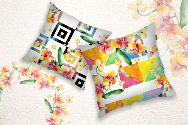 yellow-orchid-bouquet-png-watercolor-design-set