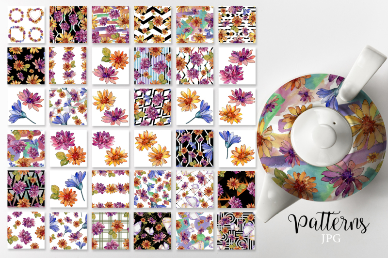 african-daisy-png-watercolor-design-set