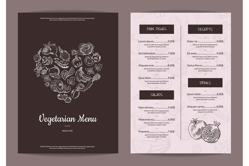 vector-handdrawn-heart-shaped-fruits-and-vegetables-menu-template