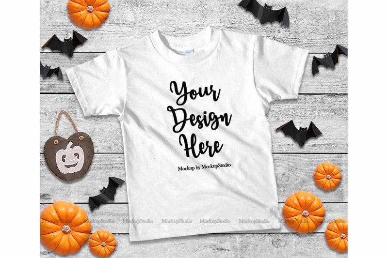 halloween-kids-white-tshirt-mockup-fall-t-shirt-flat-lay