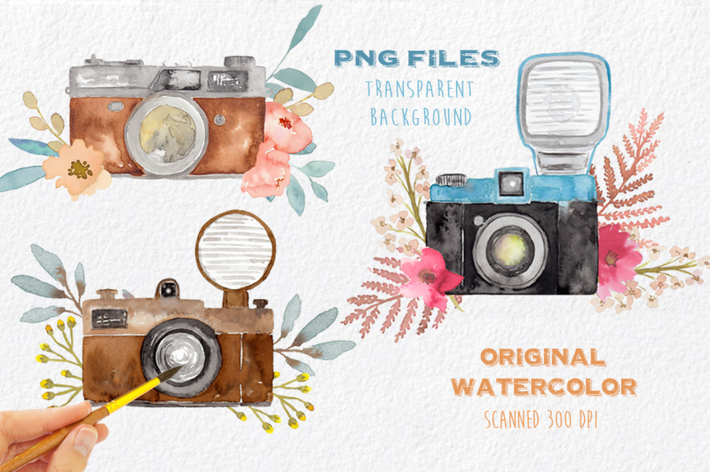 vintage-cameras-and-flowers-clipart