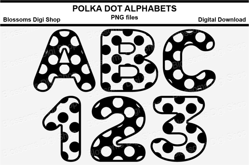 Polka Dot Alphabets Clipart, PNG files By Blossoms Digi Shop ...