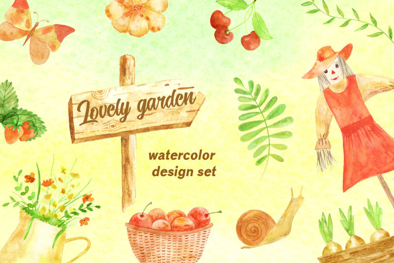 lovely-garden-watercolor-design-set