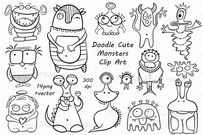 doodle-monsters-clipart