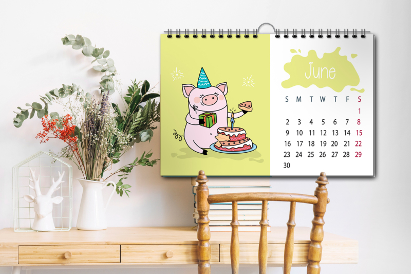 calendar-for-year-2019-with-pigs