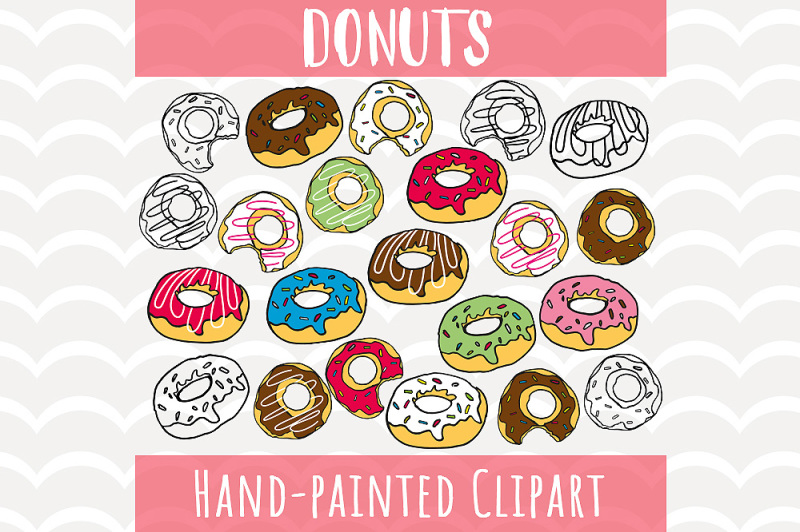 glazed-donuts-sprinkle-clip-art-set