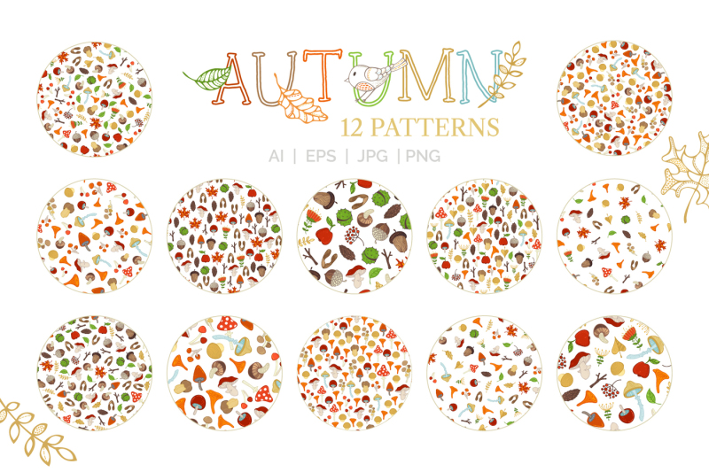 autumn-woodland-seamless-patterns