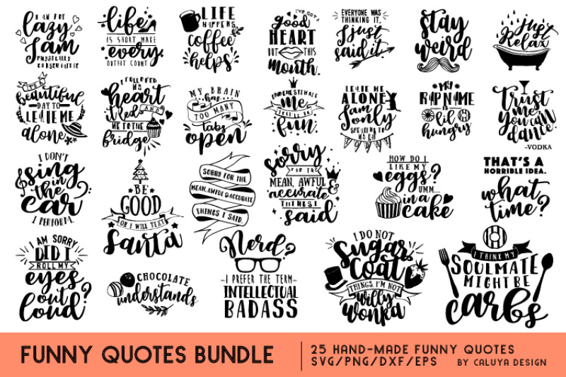 Funny Quotes SVG Cut File Bundle By Caluya Design | TheHungryJPEG.com