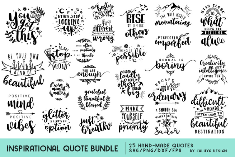 Download Inspirational Quote SVG Cut File Bundle By Caluya Design | TheHungryJPEG.com