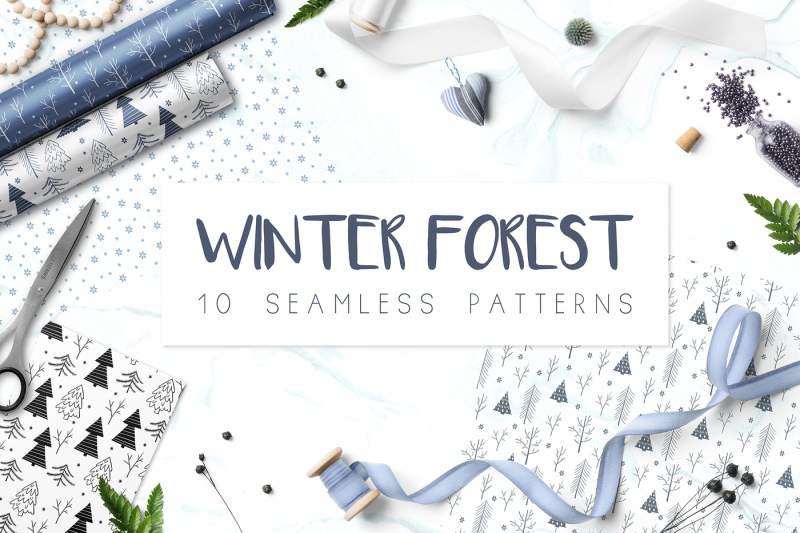 winter-forest-seamless-patterns