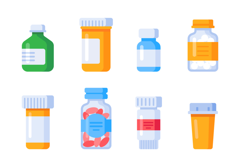 flat-medicine-bottles-vitamin-bottle-with-prescription-label-drug-pi