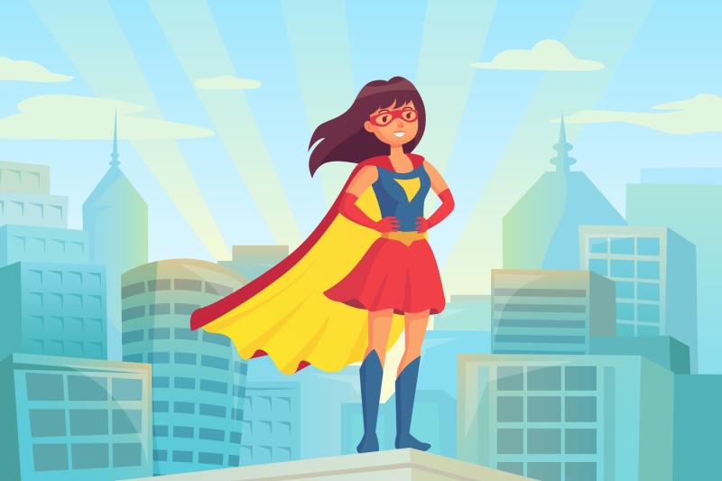 super-woman-watching-city-wonder-hero-girl-in-suit-with-cloak-at-town