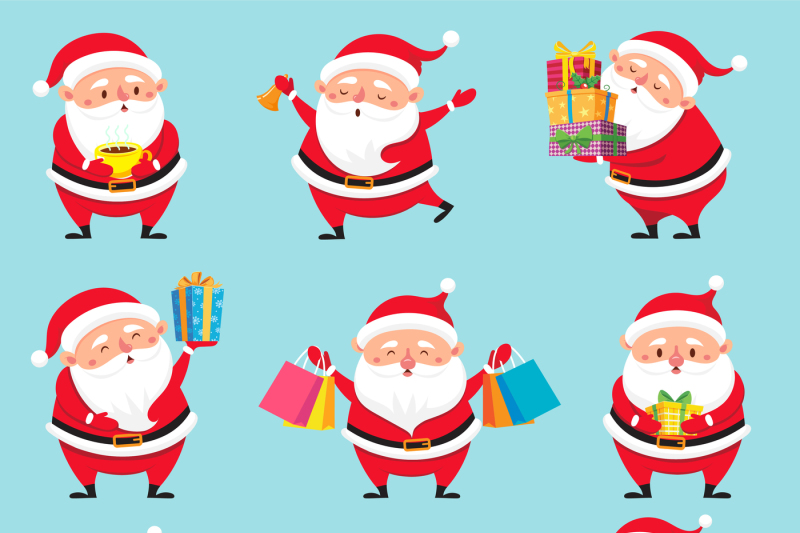 Download Cartoon Santa character. Christmas cute grandfather Claus ...