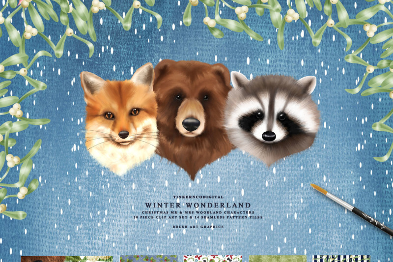 christmas-woodland-clipart-and-patterns