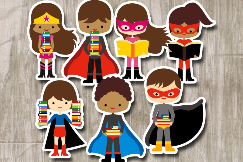superhero-holding-books-brunette-kids
