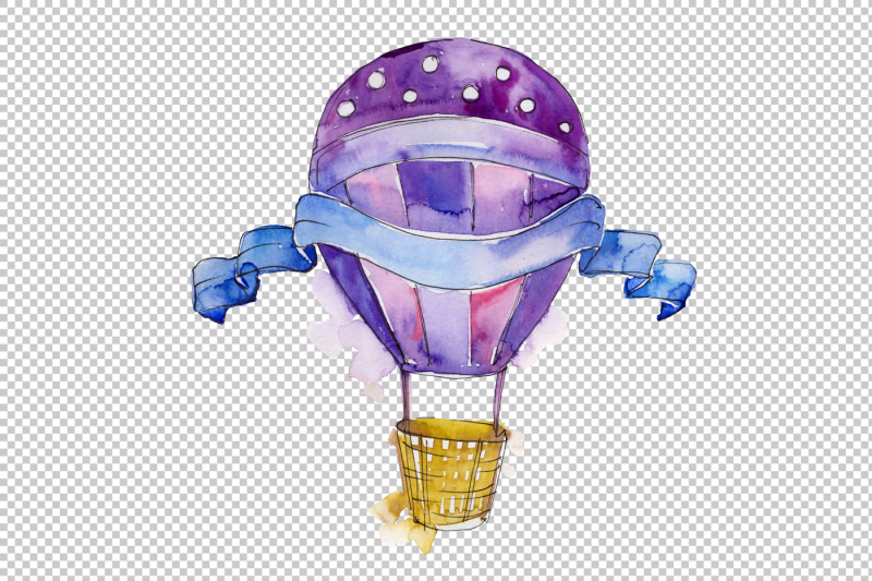 purple-balloons-png-watercolor-set