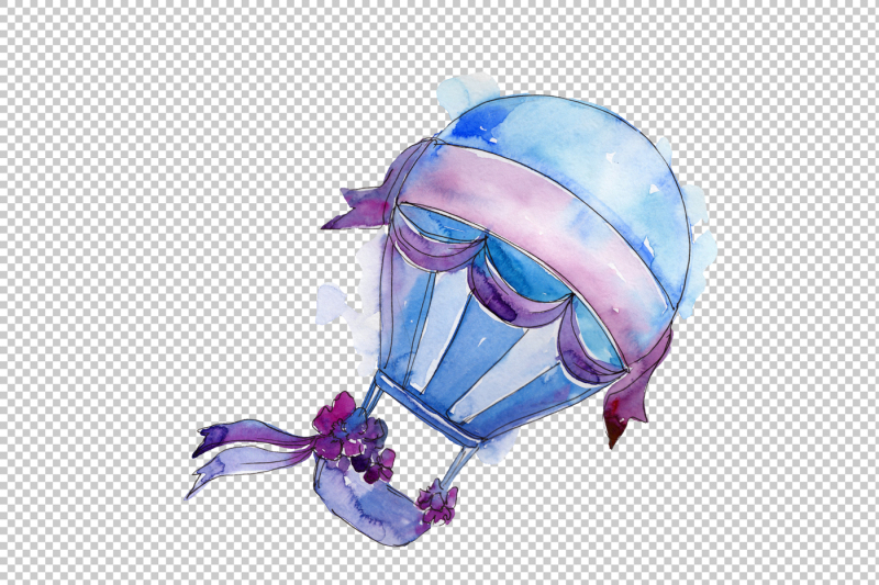 purple-balloons-png-watercolor-set