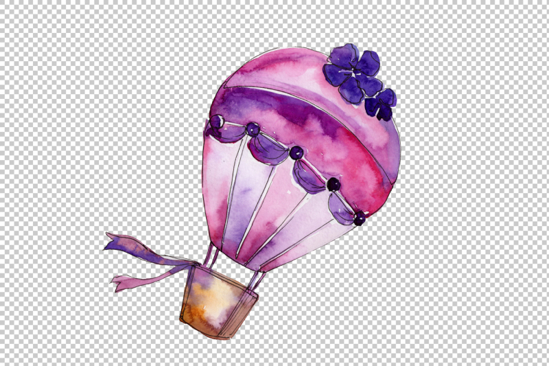 purple-balloons-png-watercolor-set