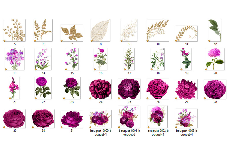 magenta-and-gold-floral-clipart