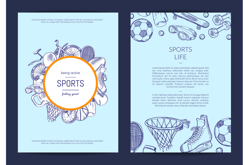 vector-hand-drawn-sports-equipment-fitness-gym