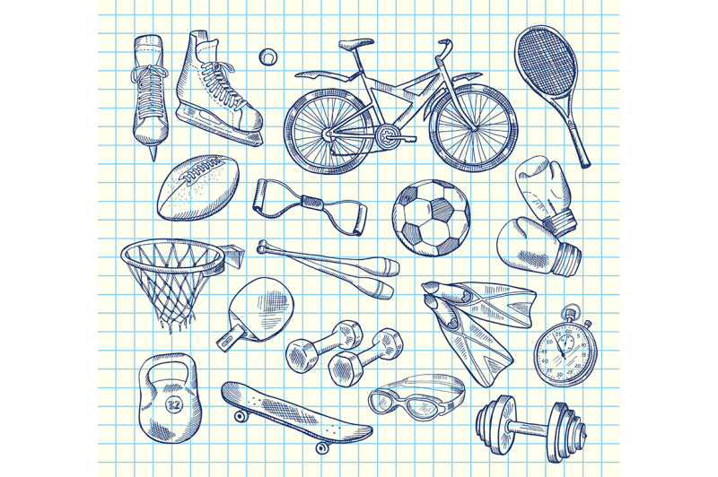 vector-hand-drawn-sports-equipment