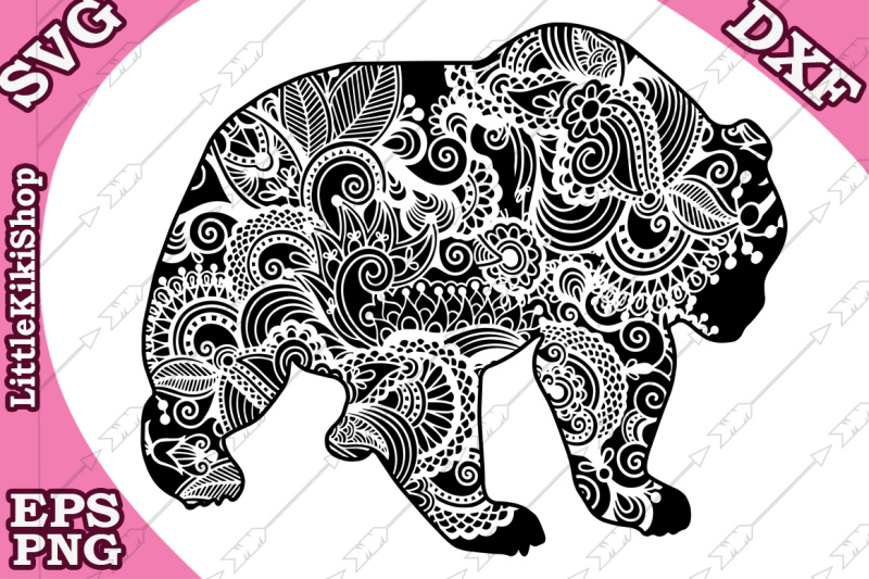 Download Zentangle Bear Svg, MANDALA BEAR SVG,Zentangle animal Svg By LittleKikiShop | TheHungryJPEG.com