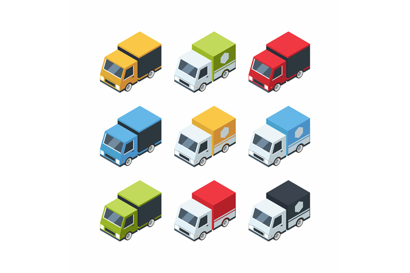 set-of-isometric-cartoon-style-cargo-cars