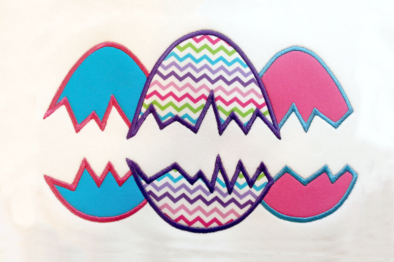 Cracked Easter Eggs Split | Applique Embroidery SVG PNG EPS DXF File